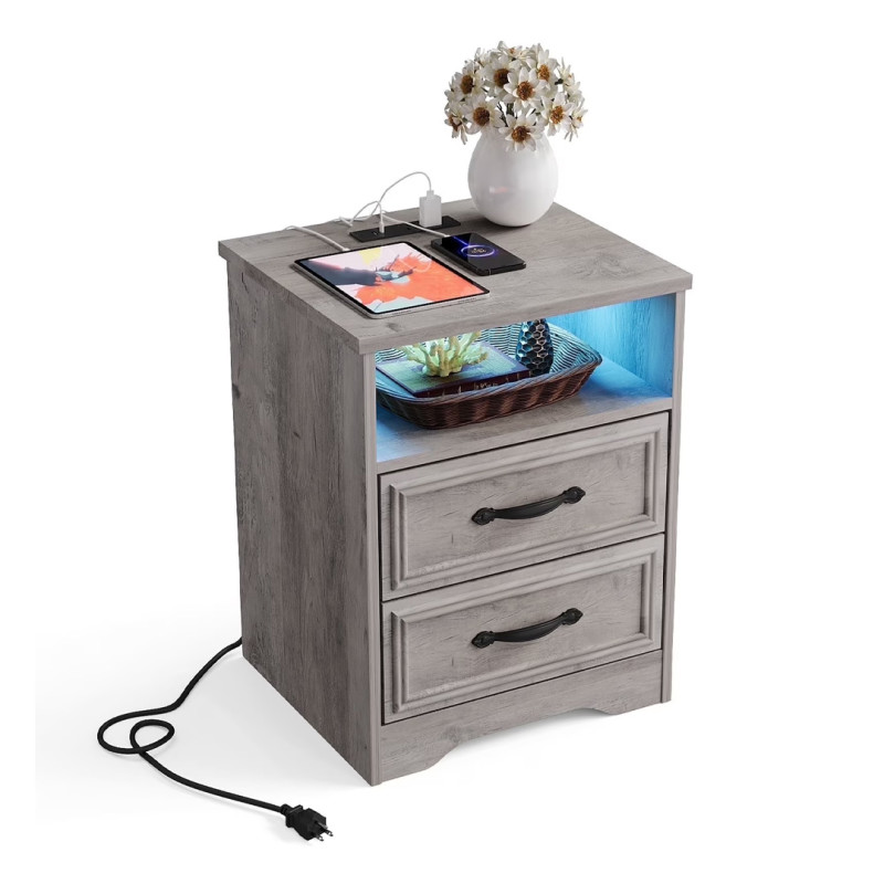 Walmart is selling an 'elegant' $190 nightstand with a charging station and LED lights for only $86